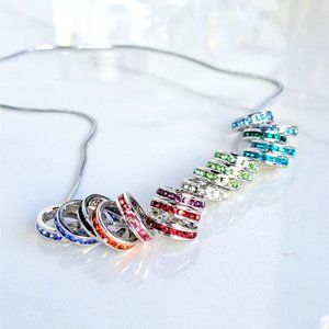 Sterling Silver Stackable Eternity Band Birthstone 18" Necklace - CUSTOM MADE